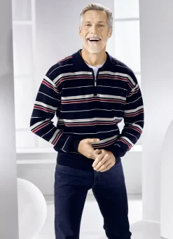 Polopullover mit kurzem Reißverschluss in 2 Farben