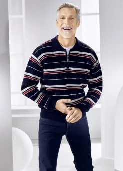 Polopullover mit kurzem Reißverschluss in 2 Farben