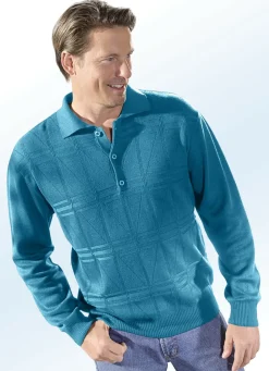 Polopullover mit kurzer Knopfleiste in 3 Farben