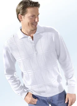 Polopullover mit kurzer Knopfleiste in 3 Farben