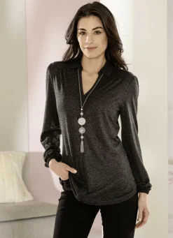 Poloshirt mit Kräuselung im Schulterbereich