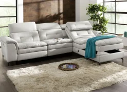 Polsterecke mit verstellbarer Kopfstütze und Ottomane