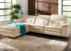 Polsterecke mit verstellbarer Kopfstütze und Ottomane