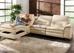 Polsterecke mit verstellbarer Kopfstütze und Ottomane