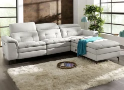 Polsterecke mit verstellbarer Kopfstütze und Ottomane