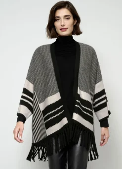 Poncho-Strickjacke in Jacquard-Dessin