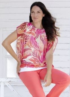 Poncho-Tunika mit eingearbeitetem Top