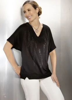 Poncho-Tunika mit Ziersteinen