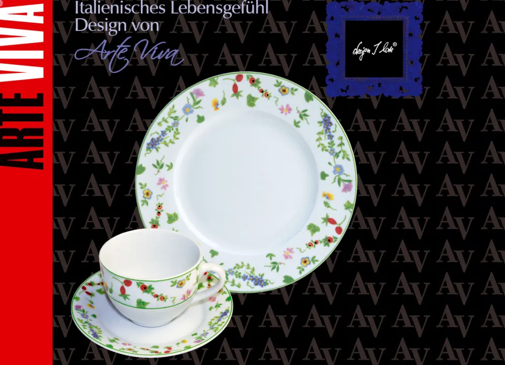 Porzellan-Geschirr Millefiori aus hochwertigem weißen Porzellan