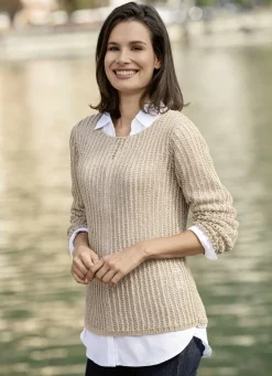 Pullover aus edel glänzendem Bändchengarn