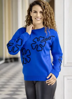 Pullover mit Blütenapplikationen
