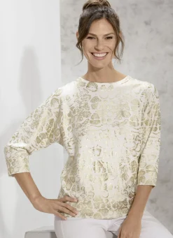 Pullover mit edlem goldfarbenen Druck