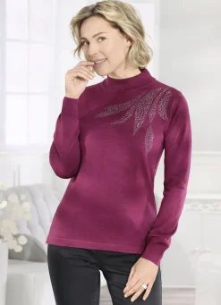 Pullover mit Plättchenzier und mit Schurwolle