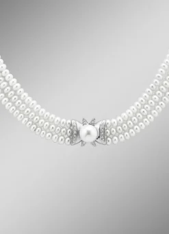 3-reihige Halskette mit Süßwasser-Zuchtperlen