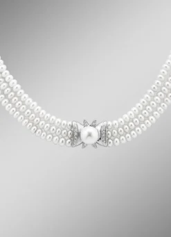 3-reihige Halskette mit Süßwasser-Zuchtperlen