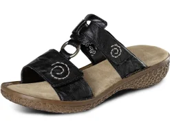 Rieker, modische Damen-Pantoletten, Weite H, mit Klettverschluss