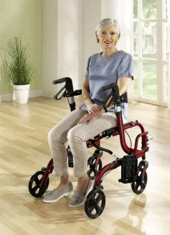 Rollator, auch als Rollstuhl nutzbar