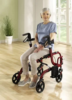 Rollator, auch als Rollstuhl nutzbar