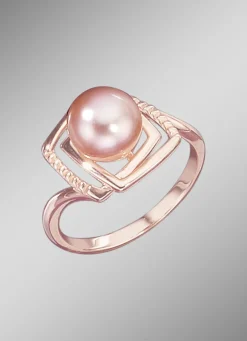 Rosevergoldeter Damenring mit Süßwasser-Zuchtperle