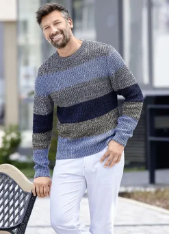 Rundhalspullover mit Strukturdessin