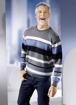 Rundhalspullover mit Strukturmix allover