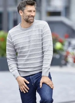 Rundhalspullover mit Strukturdessin in 2 Farben