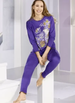 Rundhals-Schlafanzug mit breiten Bündchen