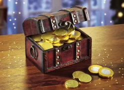 Schatztruhe mit Schoko-Münzen