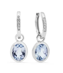 Schicke Ohrringe mit beh. Blautopas und synth. Zirkonia