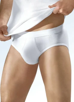 Schiesser Dreierpack Slips aus Feinripp mit Eingriff, weiß