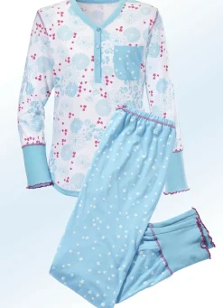 Schlafanzug mit Bündchen und Knopfleiste