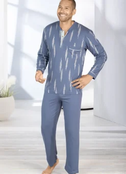 Schlafanzug mit Knopfleiste und offenen Abschlüssen