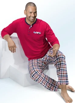 Schlafanzug mit Knopfleiste, Brusttasche und Karodessin