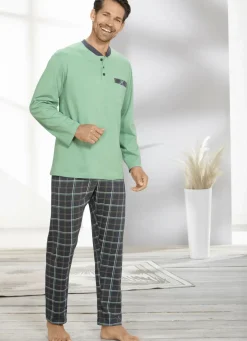 Schlafanzug mit Knopfleiste und offenen Beinabschlüssen