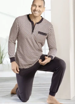 Schlafanzug mit Knopfleiste und Bündchenabschlüssen