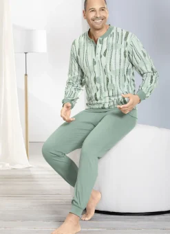 Schlafanzug mit Knopfleiste und Bündchenabschlüssen