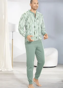 Schlafanzug mit Knopfleiste und Bündchenabschlüssen