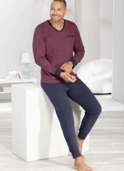 Schlafanzug mit V-Ausschnitt und Bündchenabschlüssen