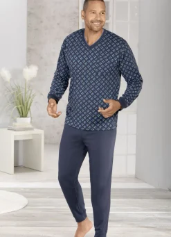 Schlafanzug mit V-Ausschnitt und Bündchenabschlüssen