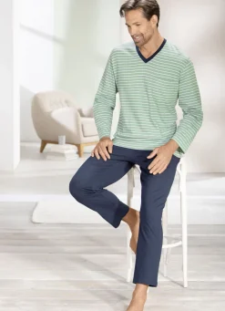 Schlafanzug mit V-Ausschnitt und offenen Abschlüssen