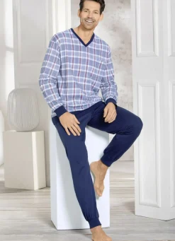 Schlafanzug mit V-Ausschnitt und Bündchenabschlüssen