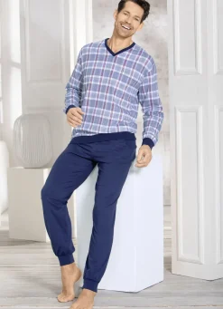 Schlafanzug mit V-Ausschnitt und Bündchenabschlüssen