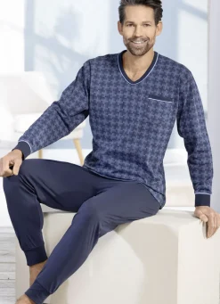 Schlafanzug mit V-Ausschnitt und Bündchenabschlüssen