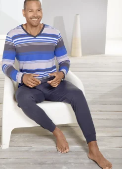 Schlafanzug mit V-Ausschnitt und Bündchenabschlüssen