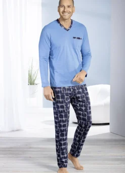 Schlafanzug mit V-Ausschnitt und offenen Abschlüssen