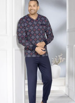 Schlafanzug mit V-Ausschnitt und Bündchenabschlüssen