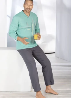Schlafanzug mit V-Ausschnitt und offenen Abschlüssen