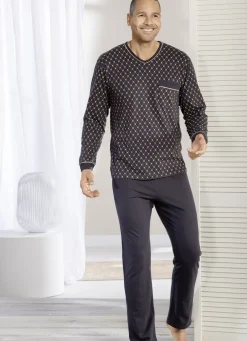 Schlafanzug mit V-Ausschnitt und offenen Abschlüssen