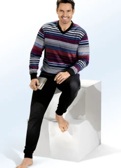 Schlafanzug mit V-Ausschnitt und Bündchenabschlüssen