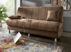 Schlafsofa mit Bettkasten und Dekokissen